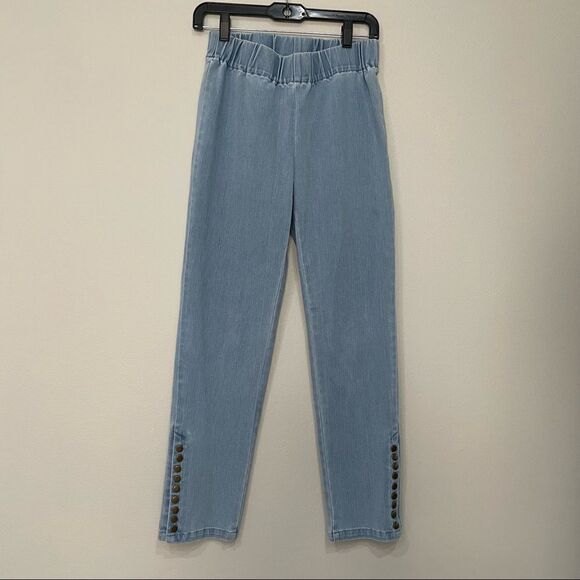 soft Surroundings Metro Pale Denim Leggings Pants Size Petite Small - Picture 1 of 10